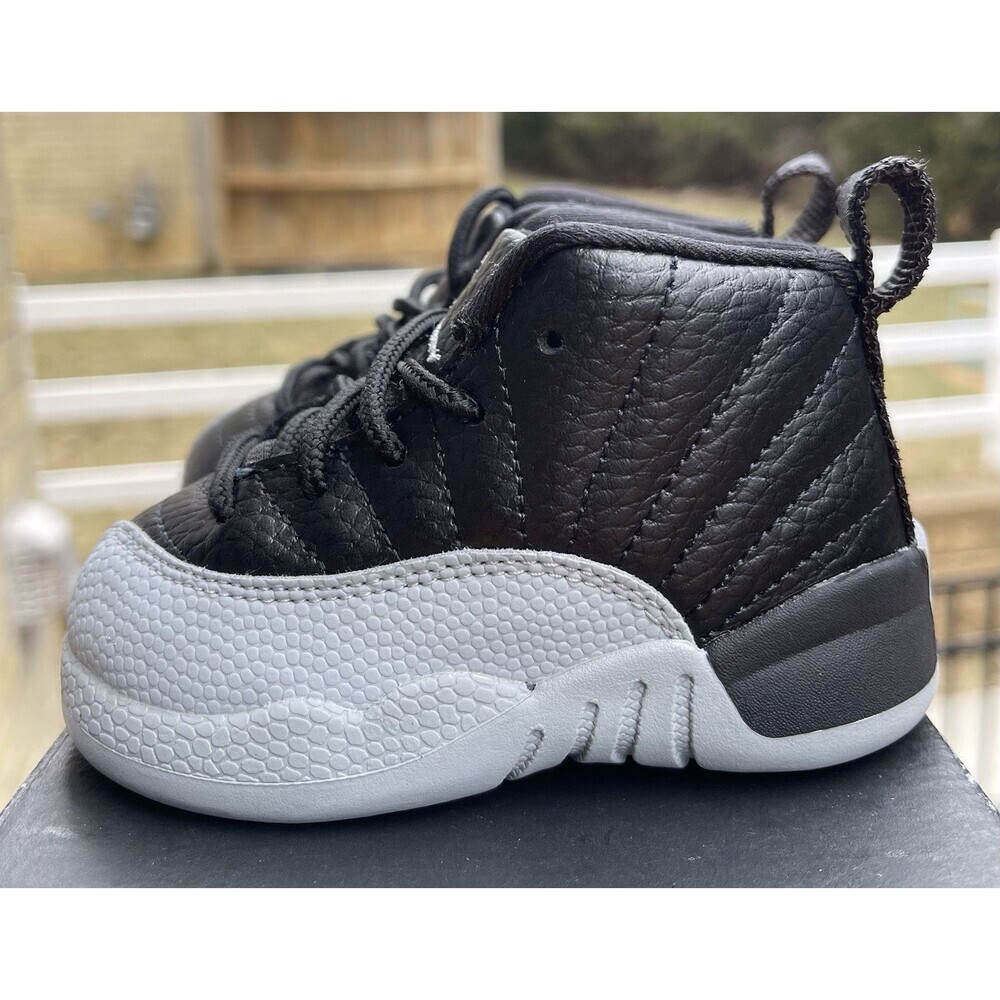 Air Jordan 12 Retro (TD) Size 5C ‘Barons’ 850000-010 VNDS Black/Wolf Grey-White